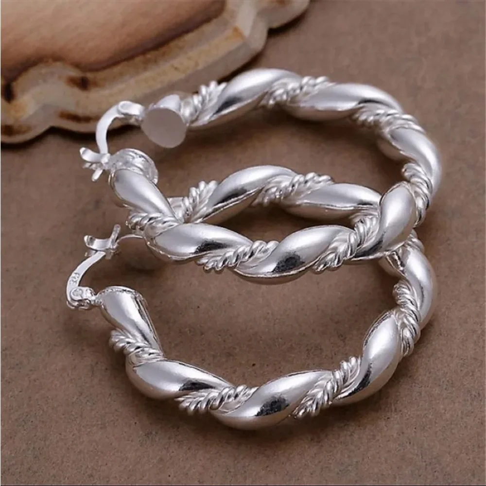 Intricate Sterling Silver Hoop Earrings - Picture 2 of 2